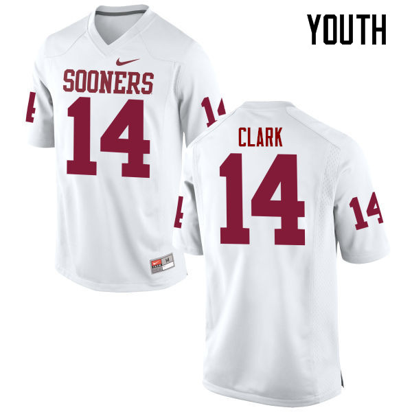 Youth Oklahoma Sooners #14 Reece Clark College Football Jerseys Game-White - Click Image to Close